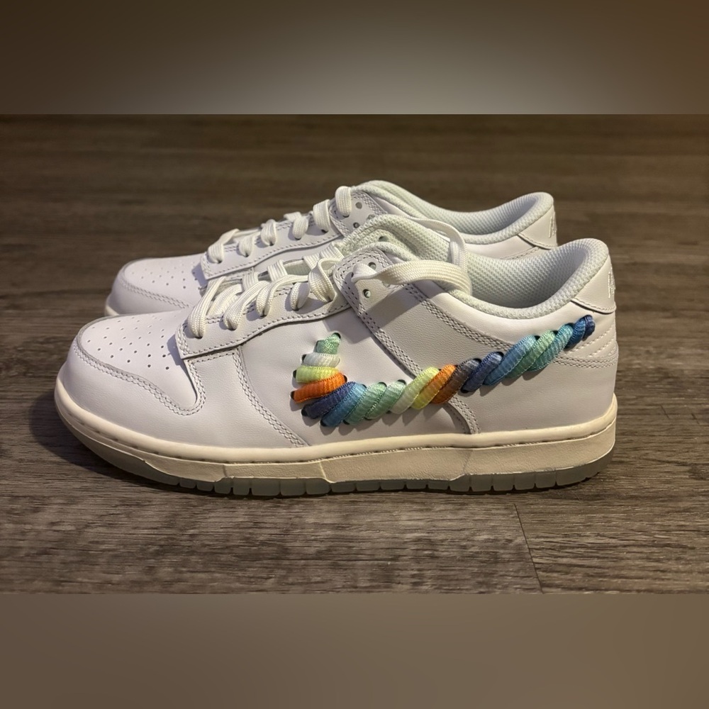 Nike Dunk Low GS Rainbow Lace Swoosh - Youth Size 6